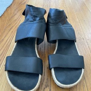 Eileen Fisher black leather sandals